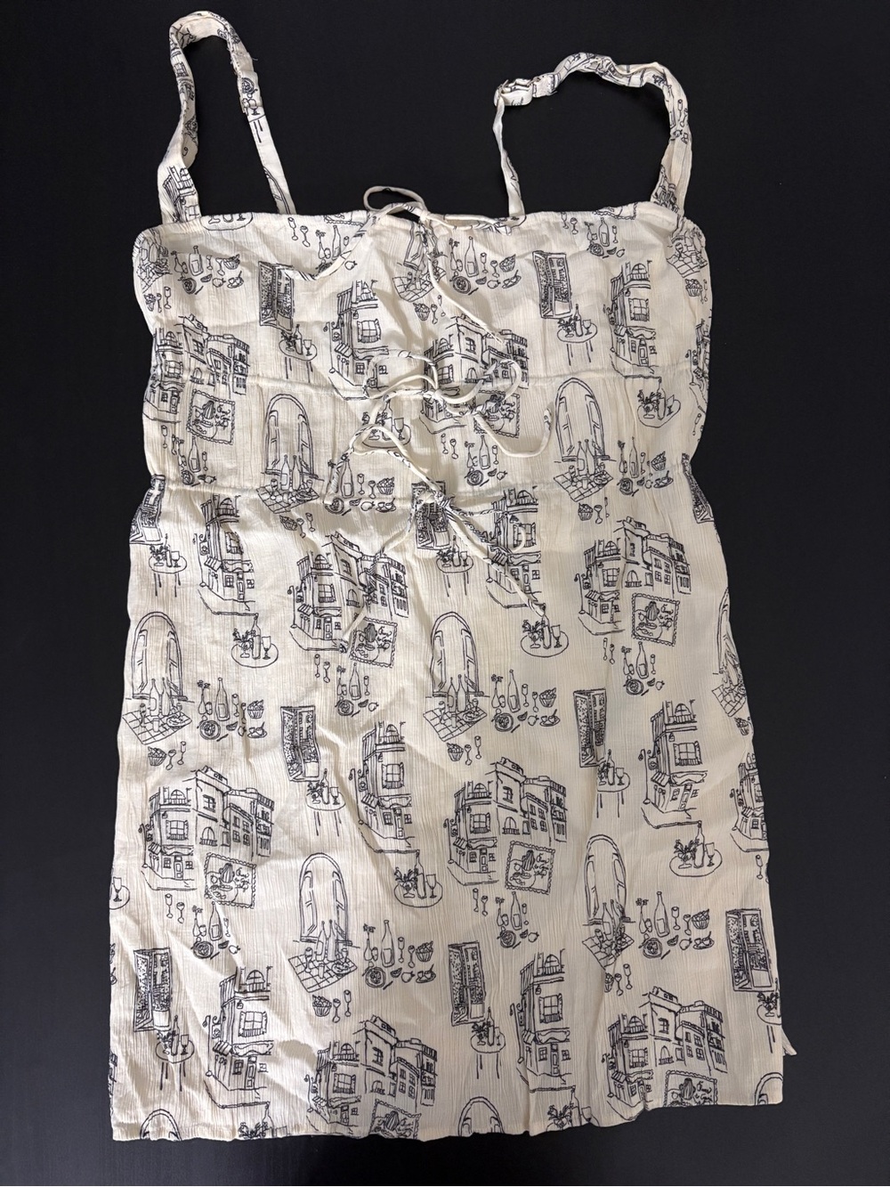 Abercrombie & Fitch Line-Blend Wide Strap Mini Dress Cafe Print Women's XS